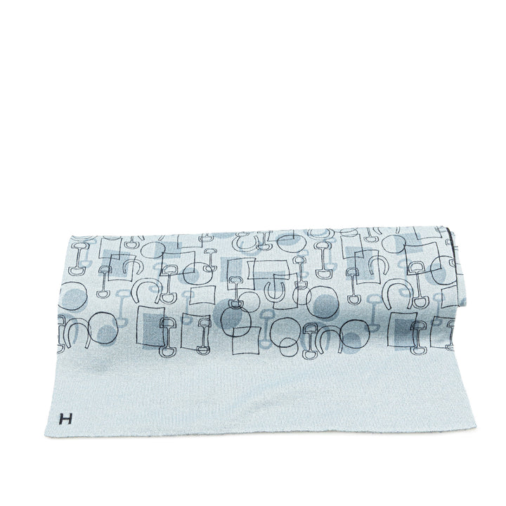 Printed Cashmere Silk Stole Scarf Blue - Gaby Paris