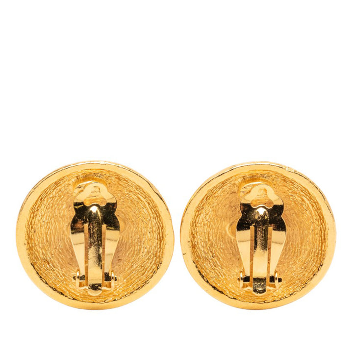Chanel plaqué CC Matelassé Rond Clip On Boucles d’oreilles