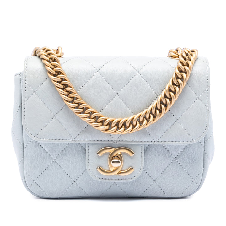 Chanel Mini Square Cuir de veau grainé Chain à rabat