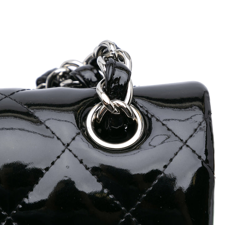 Jumbo Classic Patent Double Flap Black - Gaby Paris