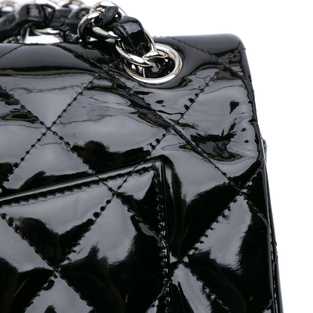 Jumbo Classic Patent Double Flap Black - Gaby Paris