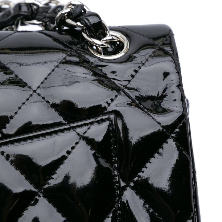 Jumbo Classic Patent Double Flap Black - Gaby Paris