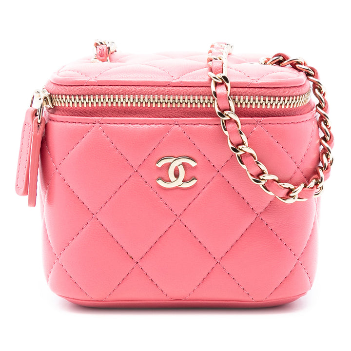 Chanel Matelassé Vanity avec chaîne Mini Cuir d'agneau