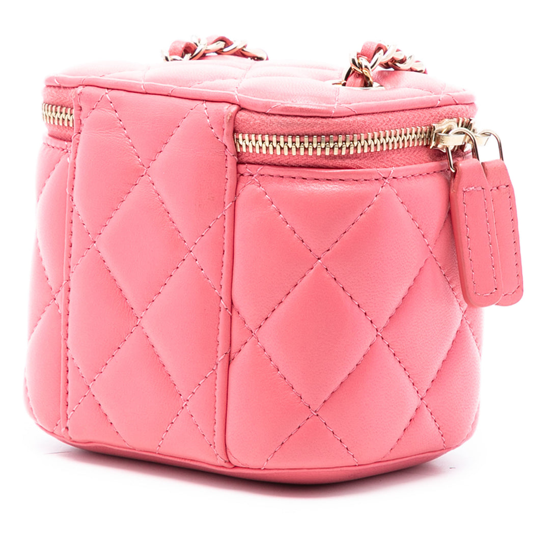 Chanel Matelassé Vanity avec chaîne Mini Cuir d'agneau