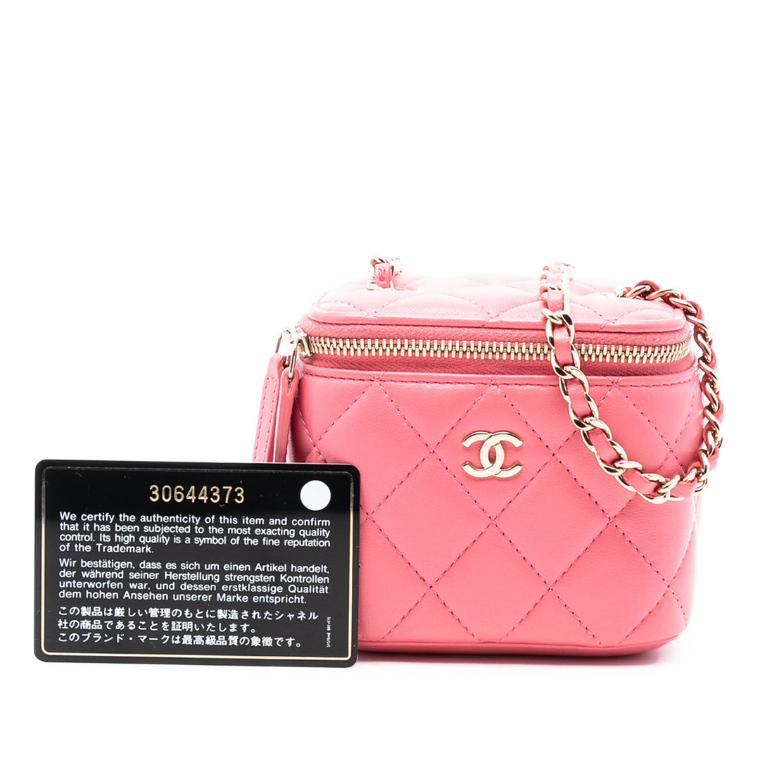 Chanel Matelassé Vanity avec chaîne Mini Cuir d'agneau