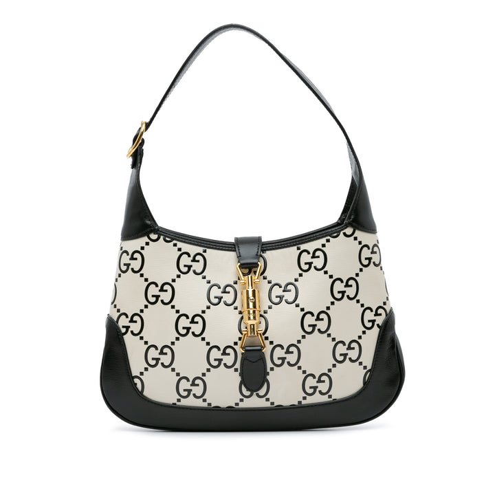 Small GG Print Leather Jackie 1961 White - Gaby Paris