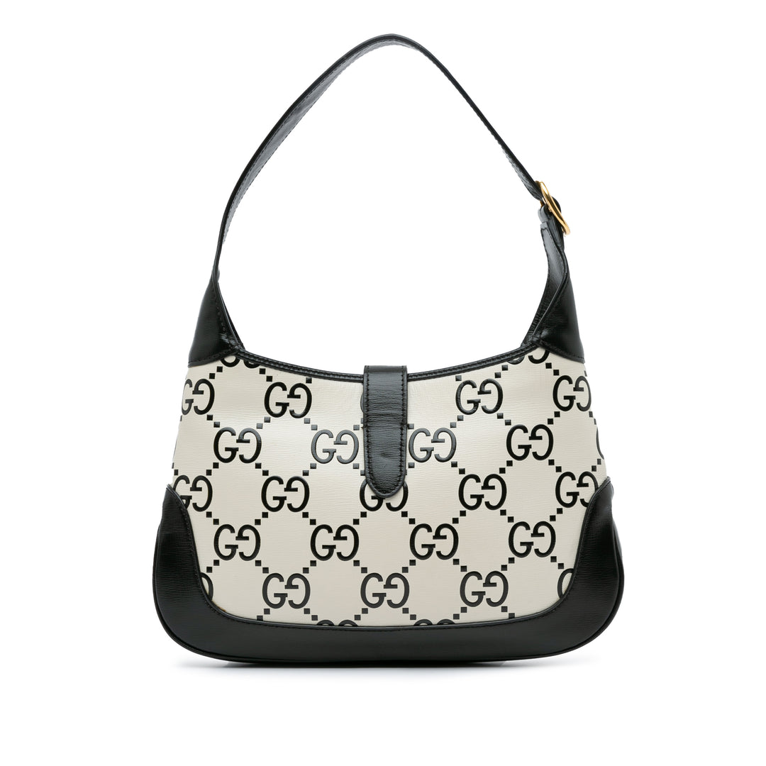 Small GG Print Leather Jackie 1961 White - Gaby Paris