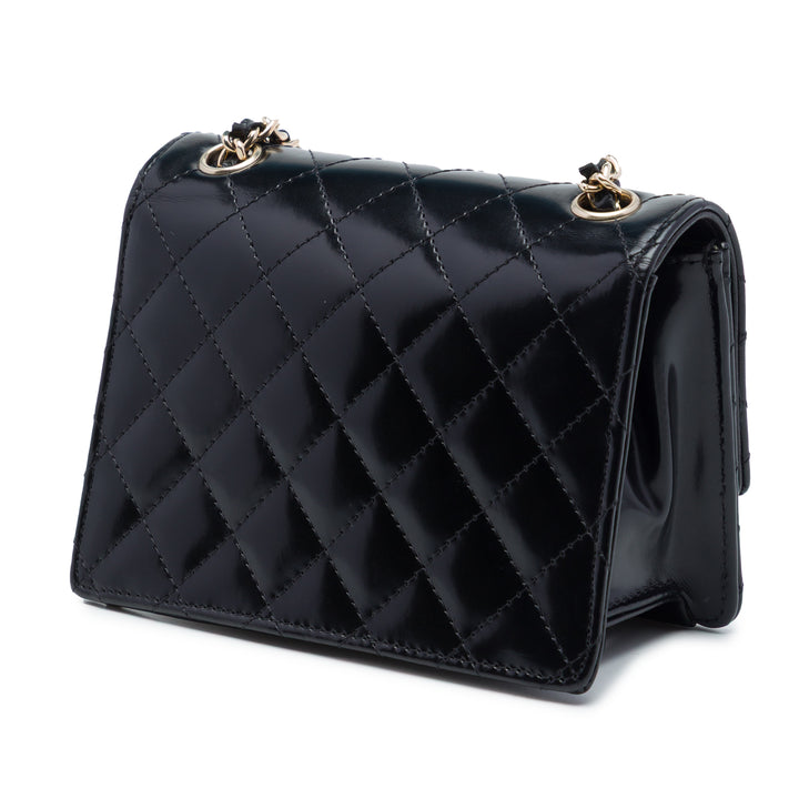 Chanel Micro CC Matelassé brillant Cuir de veau Simple rabat