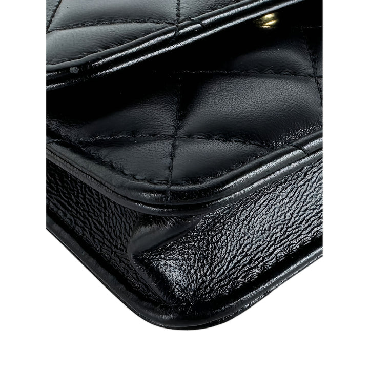 Chanel Matelassé Resin Perle Chaîne à rabat Mini Cuir d'agneau Noir – vue 6 – GABY PARIS