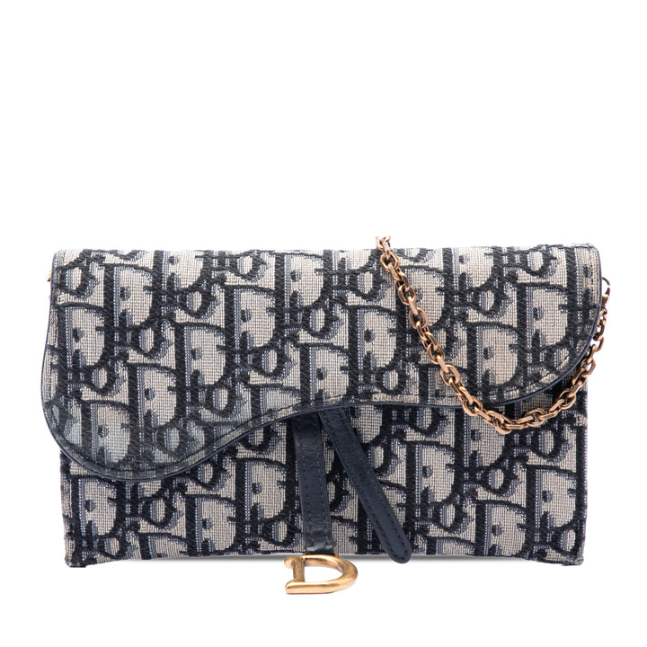 Dior Oblique Toile Saddle Wallet on Chain