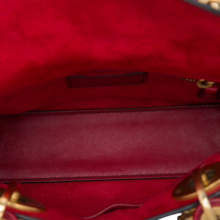 Dior Lady Dior Cannage clouté Souple Mini Cuir d'agneau Rouge