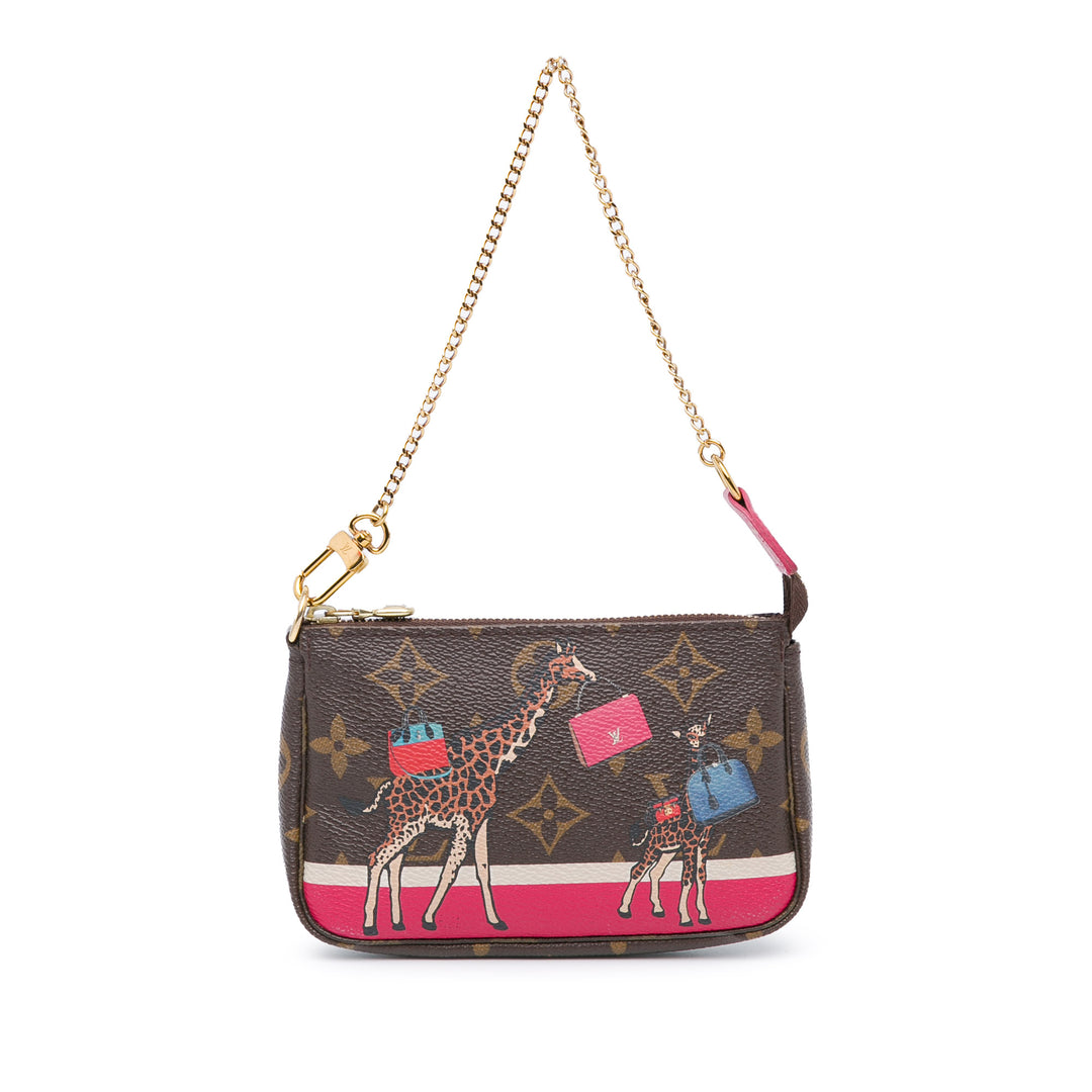 Monogram Giraffe Christmas Mini Pochette Accessoires Brown - Gaby Paris