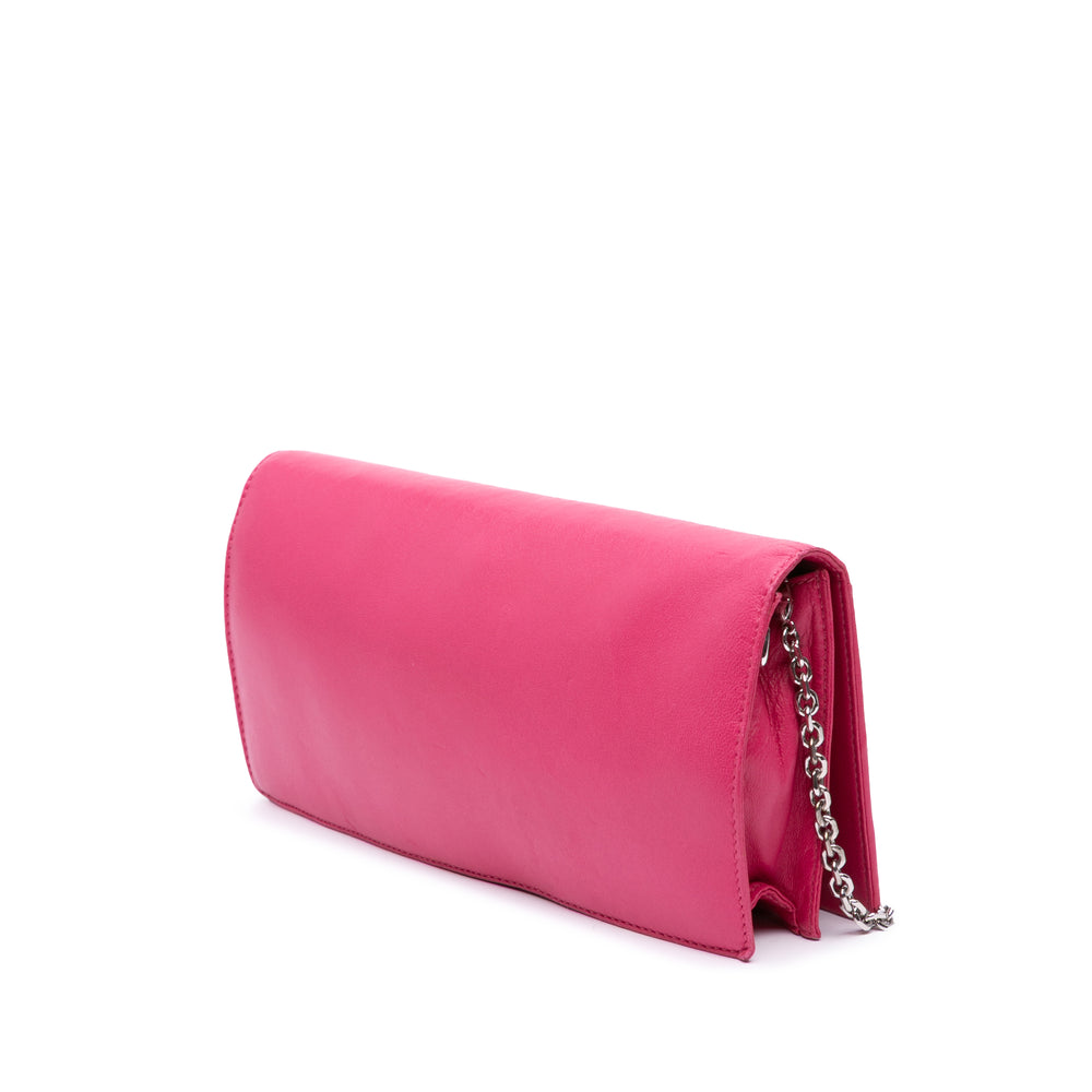 Anagram Nappa Bow Tie Clutch with Chain Pink - Gaby Paris