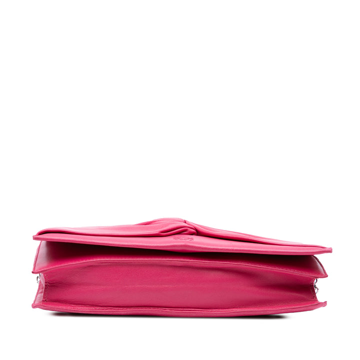 Anagram Nappa Bow Tie Clutch with Chain Pink - Gaby Paris