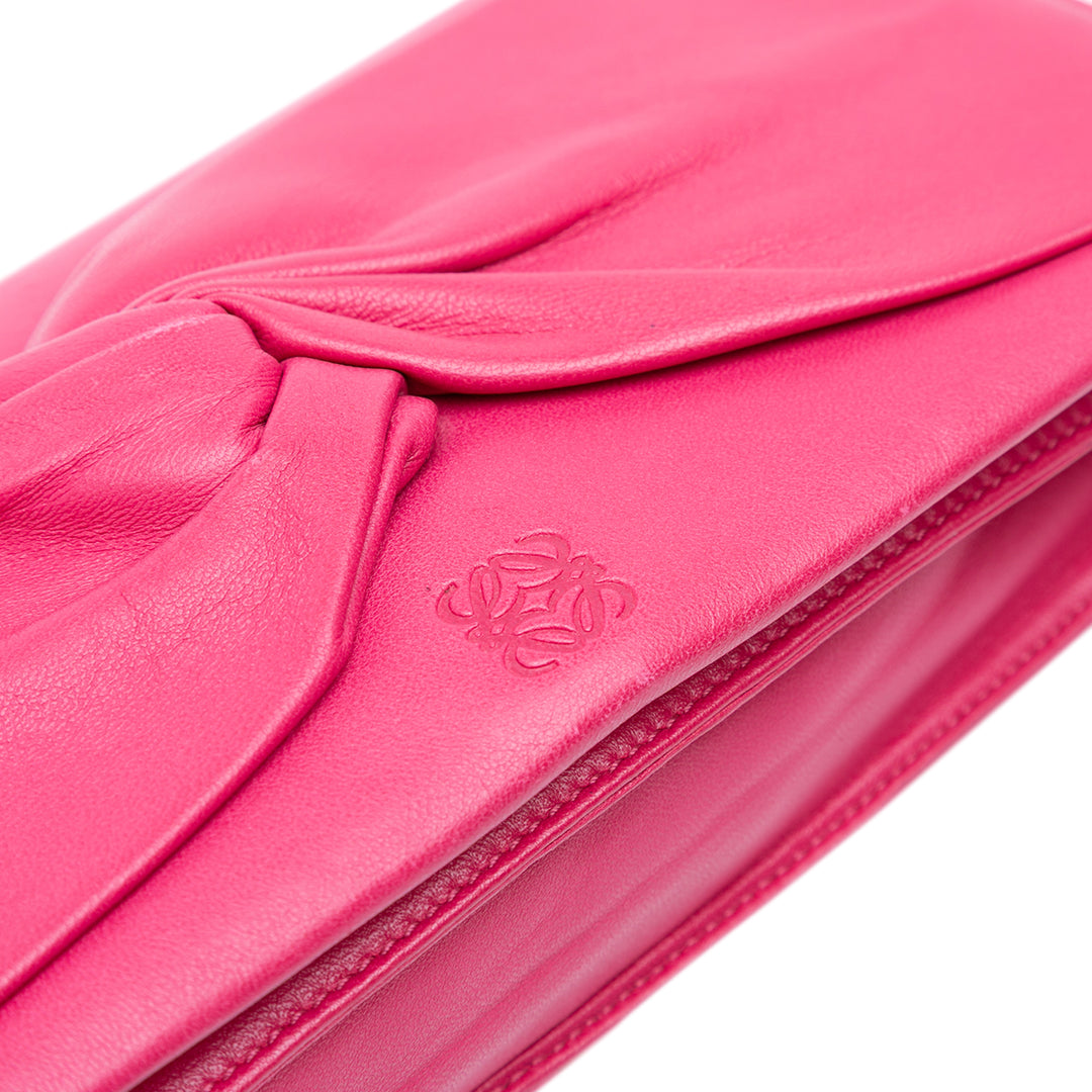 Anagram Nappa Bow Tie Clutch with Chain Pink - Gaby Paris