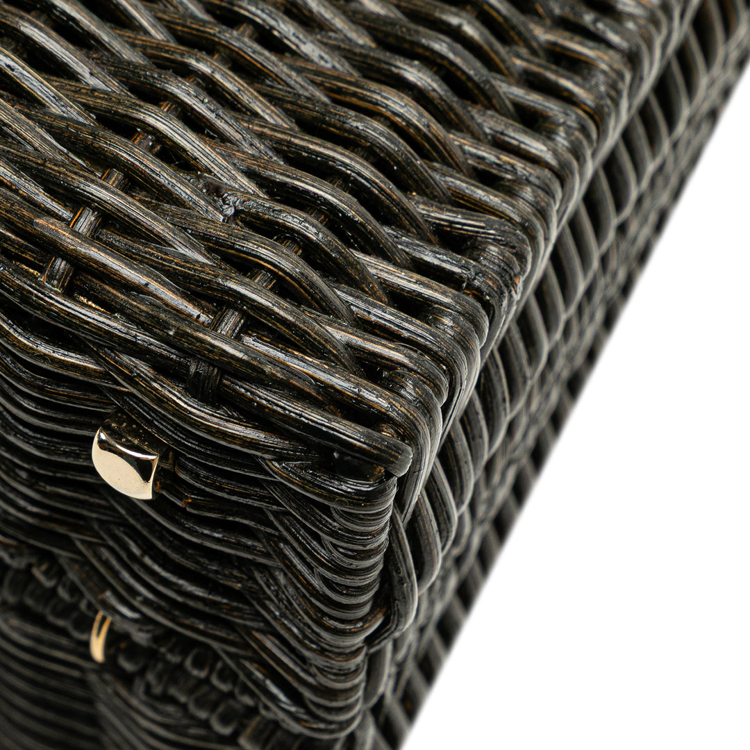 Wicker Gancini Iconic Top Handle Bag Black - Gaby Paris