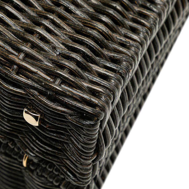 Wicker Gancini Iconic Top Handle Bag Black - Gaby Paris
