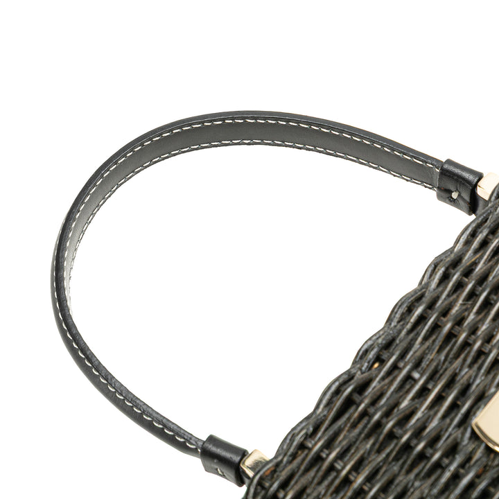 Wicker Gancini Iconic Top Handle Bag Black - Gaby Paris