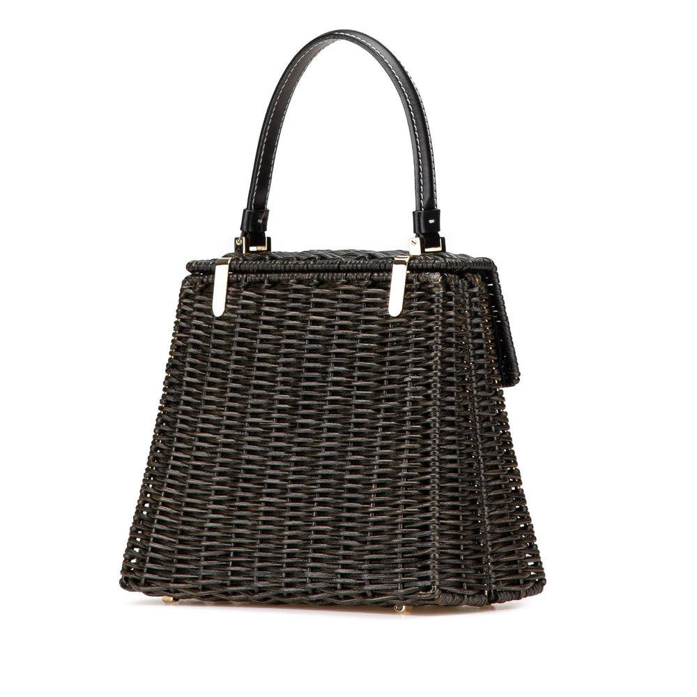Wicker Gancini Iconic Top Handle Bag Black - Gaby Paris