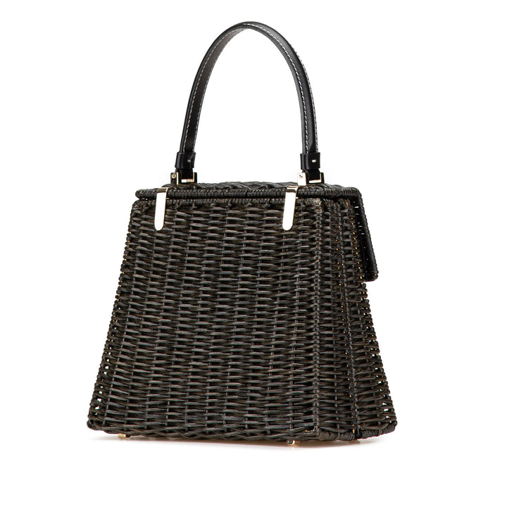 Wicker Gancini Iconic Top Handle Bag Black - Gaby Paris