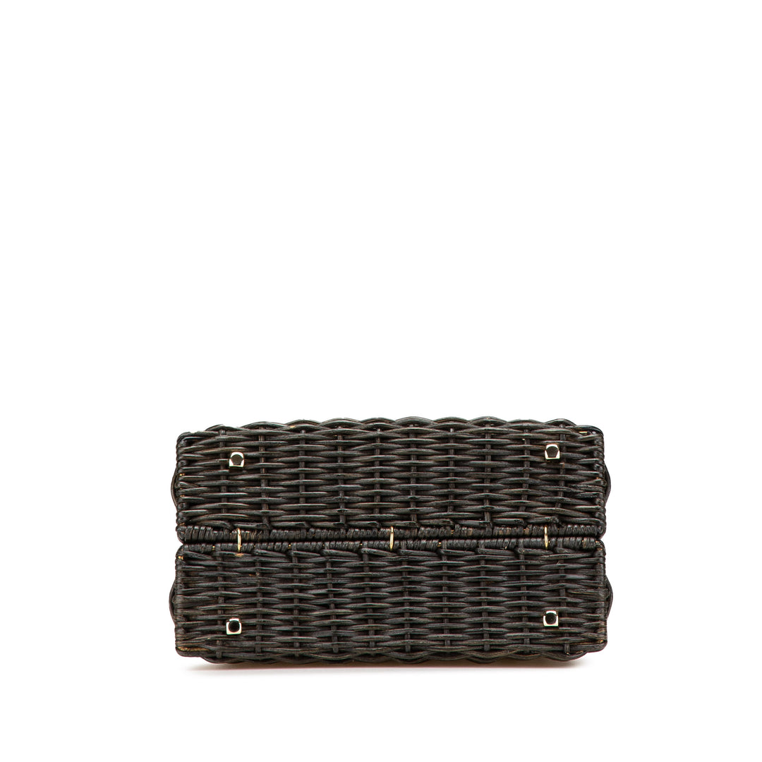 Wicker Gancini Iconic Top Handle Bag Black - Gaby Paris