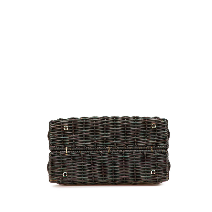 Wicker Gancini Iconic Top Handle Bag Black - Gaby Paris