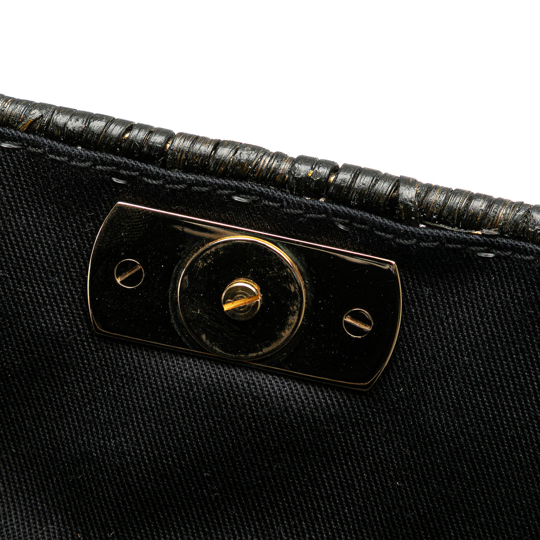 Wicker Gancini Iconic Top Handle Bag Black - Gaby Paris
