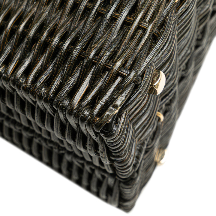 Wicker Gancini Iconic Top Handle Bag Black - Gaby Paris