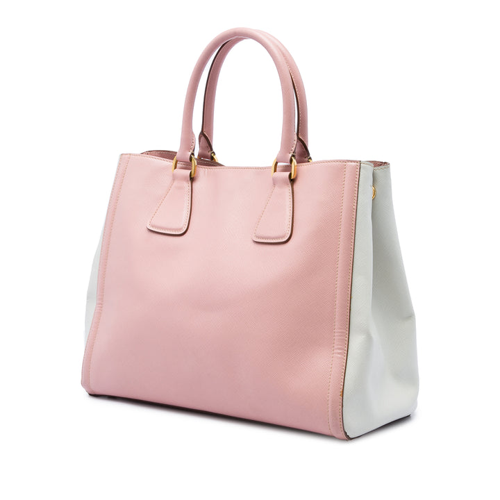 Prada Cabas Bicolore Lux Saffiano Grand Gris – vue 2 – GABY PARIS