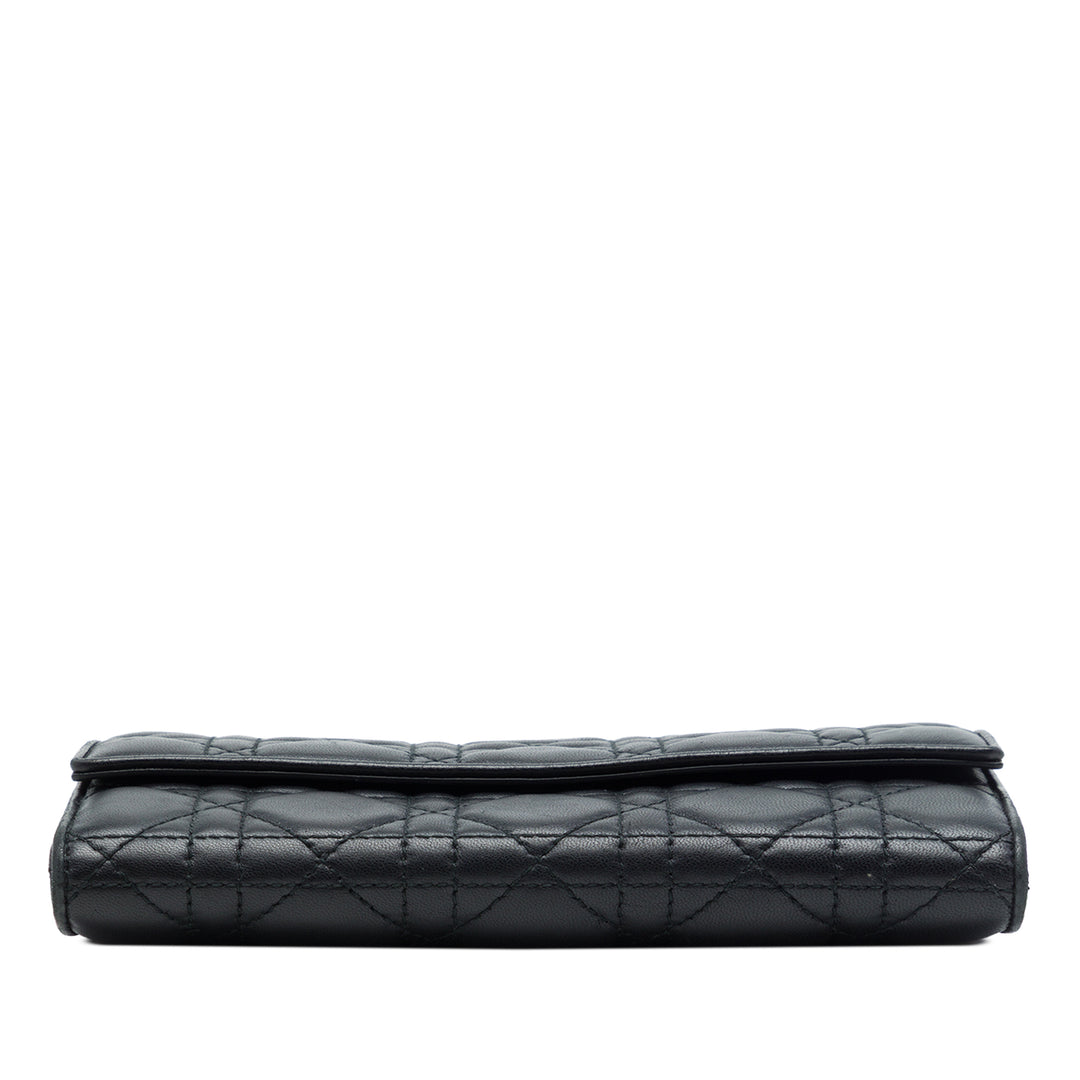 Dior Cannage Lady Dior Wallet on Chain Cuir d'agneau Noir – vue 3 – GABY PARIS