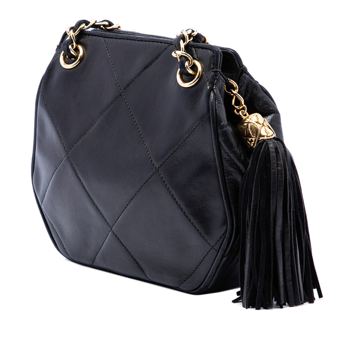 Chanel CC Matelassé Pompon Sac Cuir d'agneau Noir – vue 2 – GABY PARIS