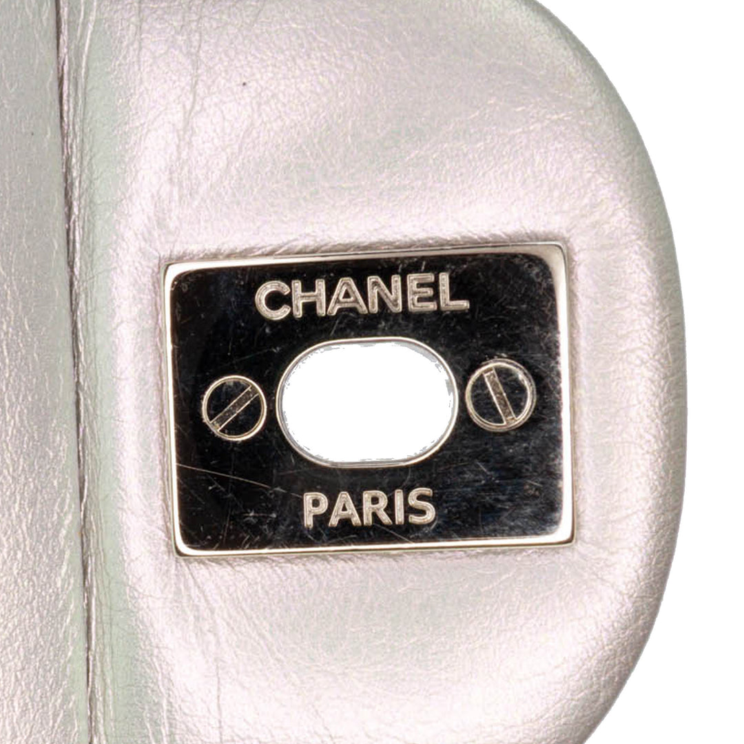 Small Classic Iridescent Lambskin Double Flap Silver - Gaby Paris
