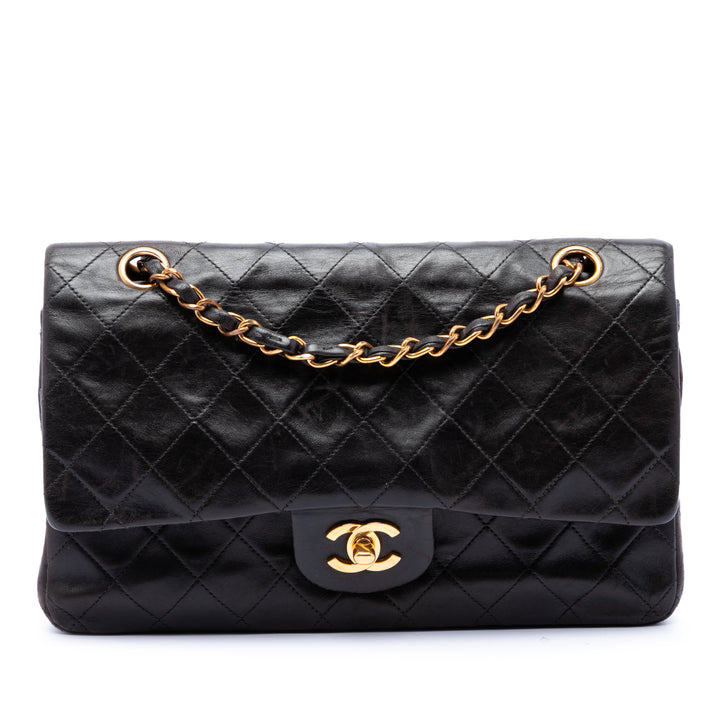 Classic Double rabat Moyen Cuir d'agneau Noir