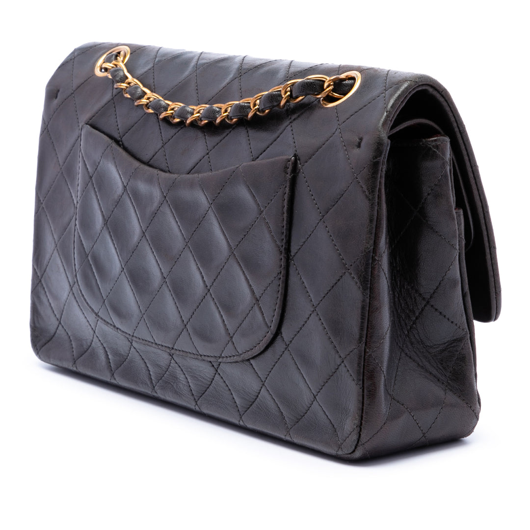 Classic Double rabat Moyen Cuir d'agneau Noir