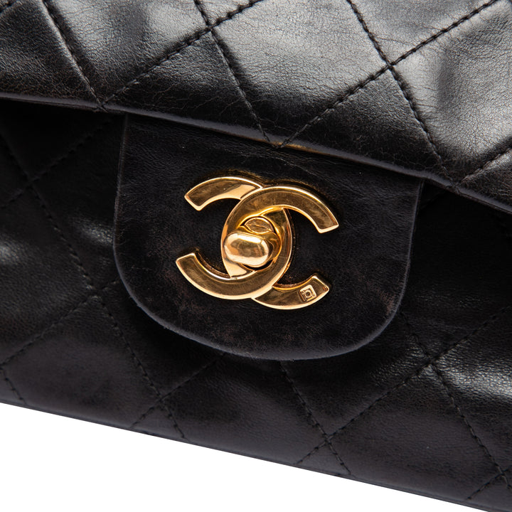 Classic Double rabat Moyen Cuir d'agneau Noir