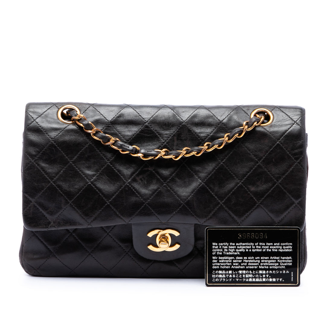 Classic Double rabat Moyen Cuir d'agneau Noir