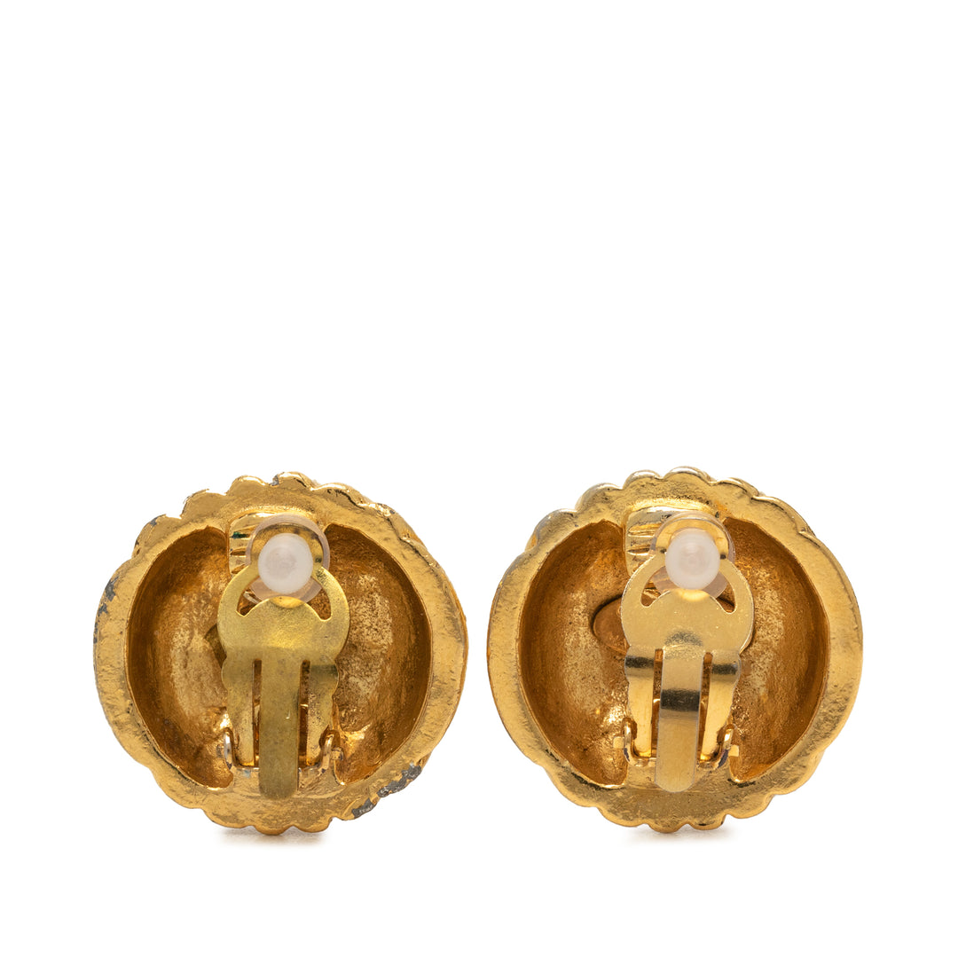 Chanel CC plaqué Shell Clip On Boucles d'oreilles