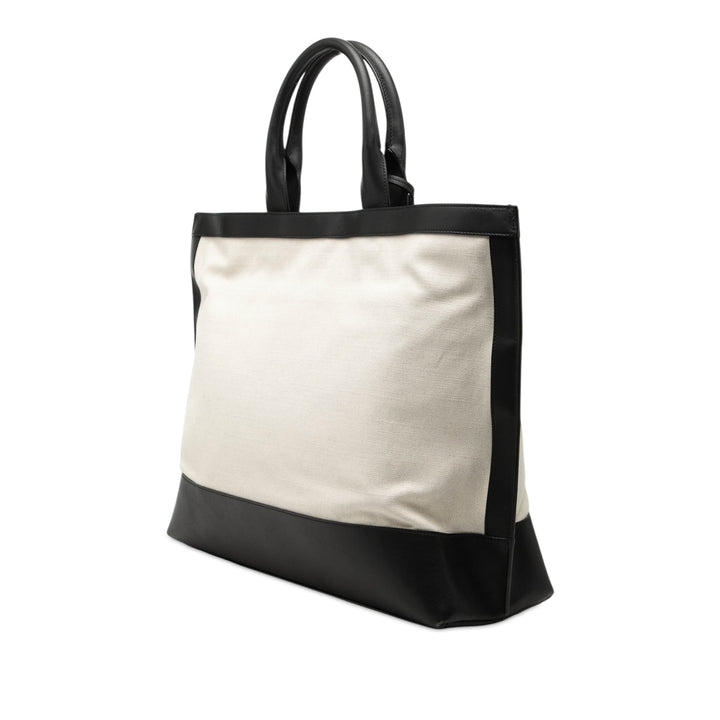 Saint Laurent Bicolor Toile et Cuir Cabas Cabas