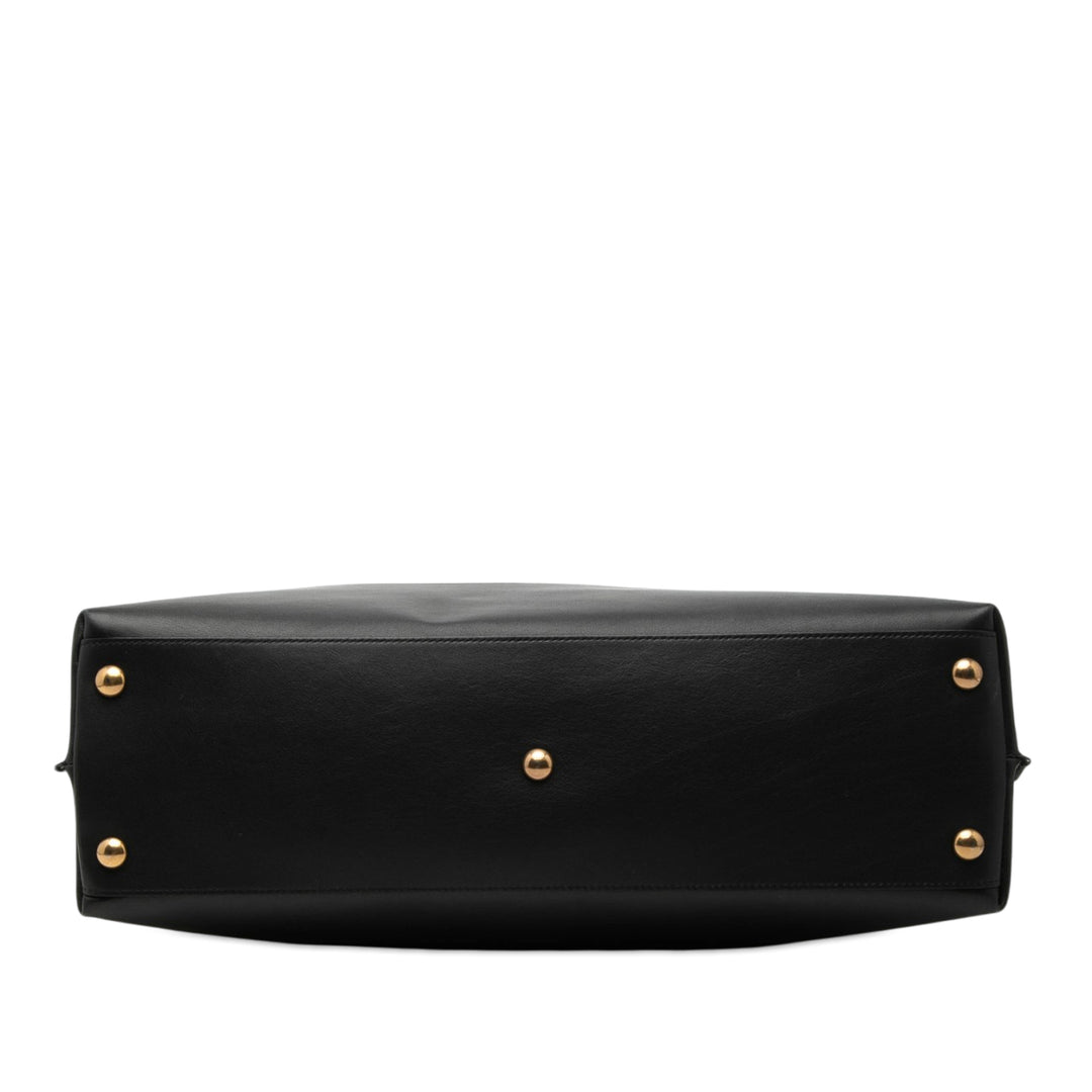 Saint Laurent Bicolor Toile et Cuir Cabas Cabas