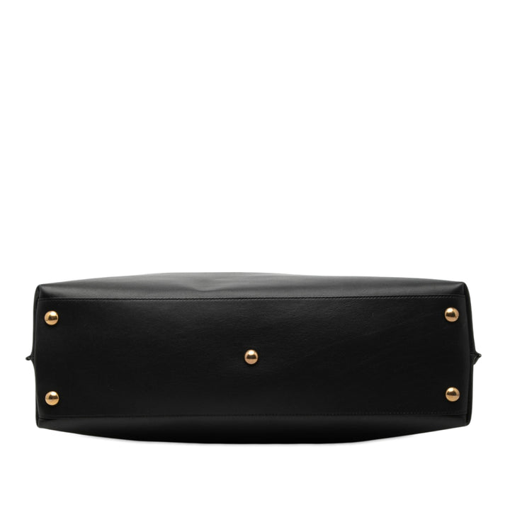 Saint Laurent Bicolor Toile et Cuir Cabas Cabas