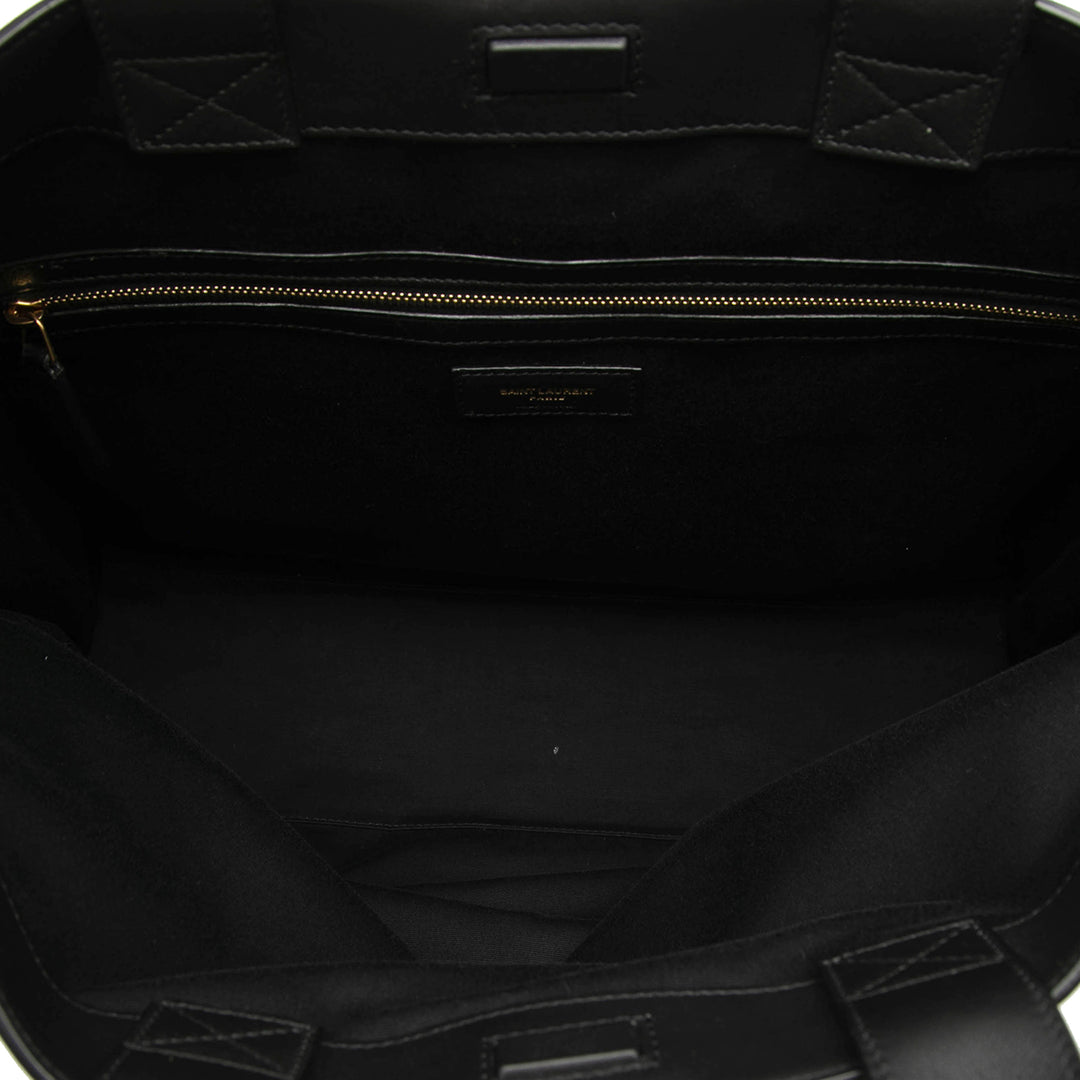 Saint Laurent Bicolor Toile et Cuir Cabas Cabas