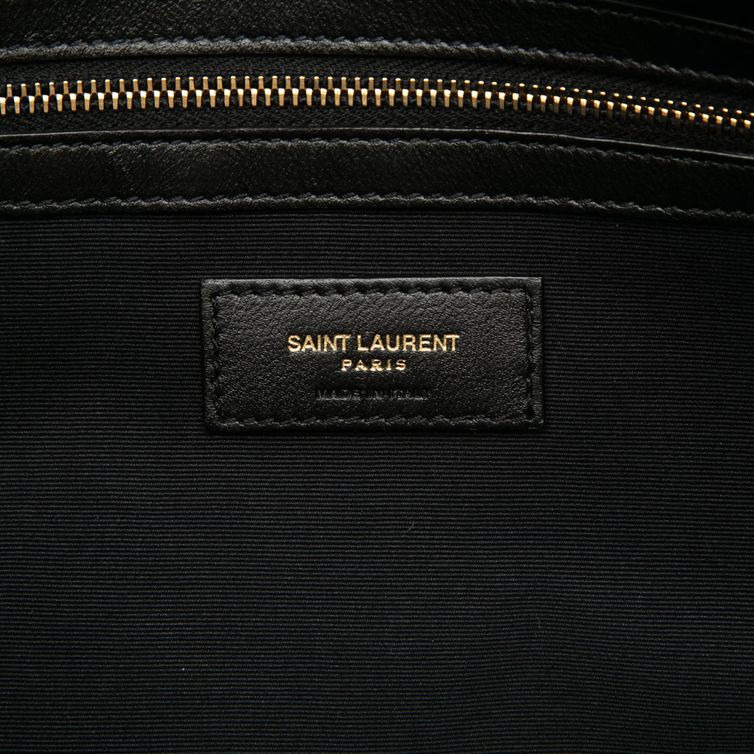 Saint Laurent Bicolor Toile et Cuir Cabas Cabas