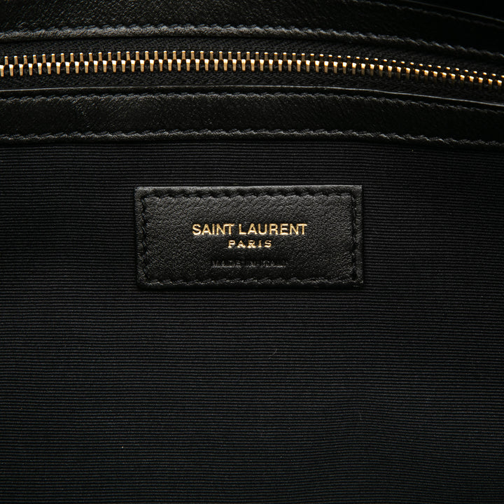 Saint Laurent Bicolor Toile et Cuir Cabas Cabas