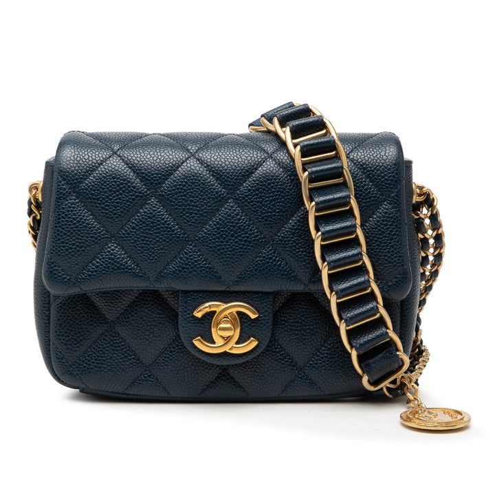 Chanel Mini Matelassé Caviar Chain Soul à rabat