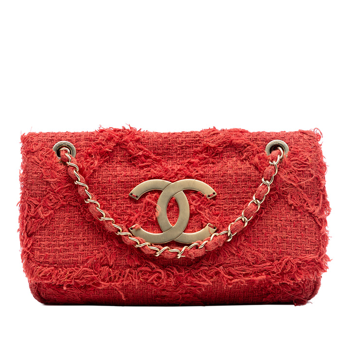 Chanel Medium Tweed Diamond Stitch Nature à rabat