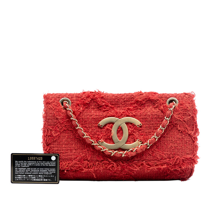 Chanel Medium Tweed Diamond Stitch Nature à rabat