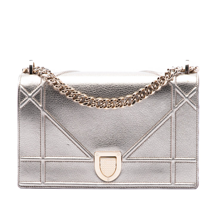 Dior Medium Metallic Cuir de veau Diorama à rabat