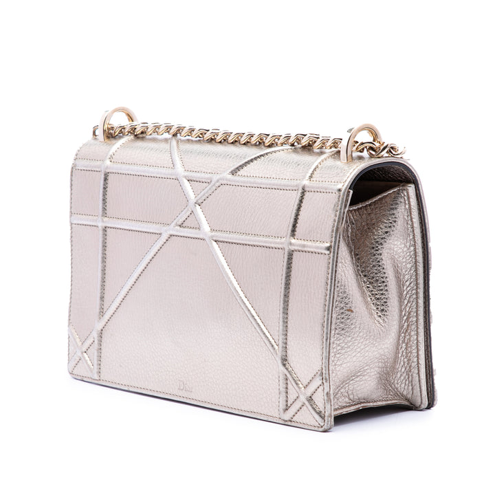 Dior Medium Metallic Cuir de veau Diorama à rabat
