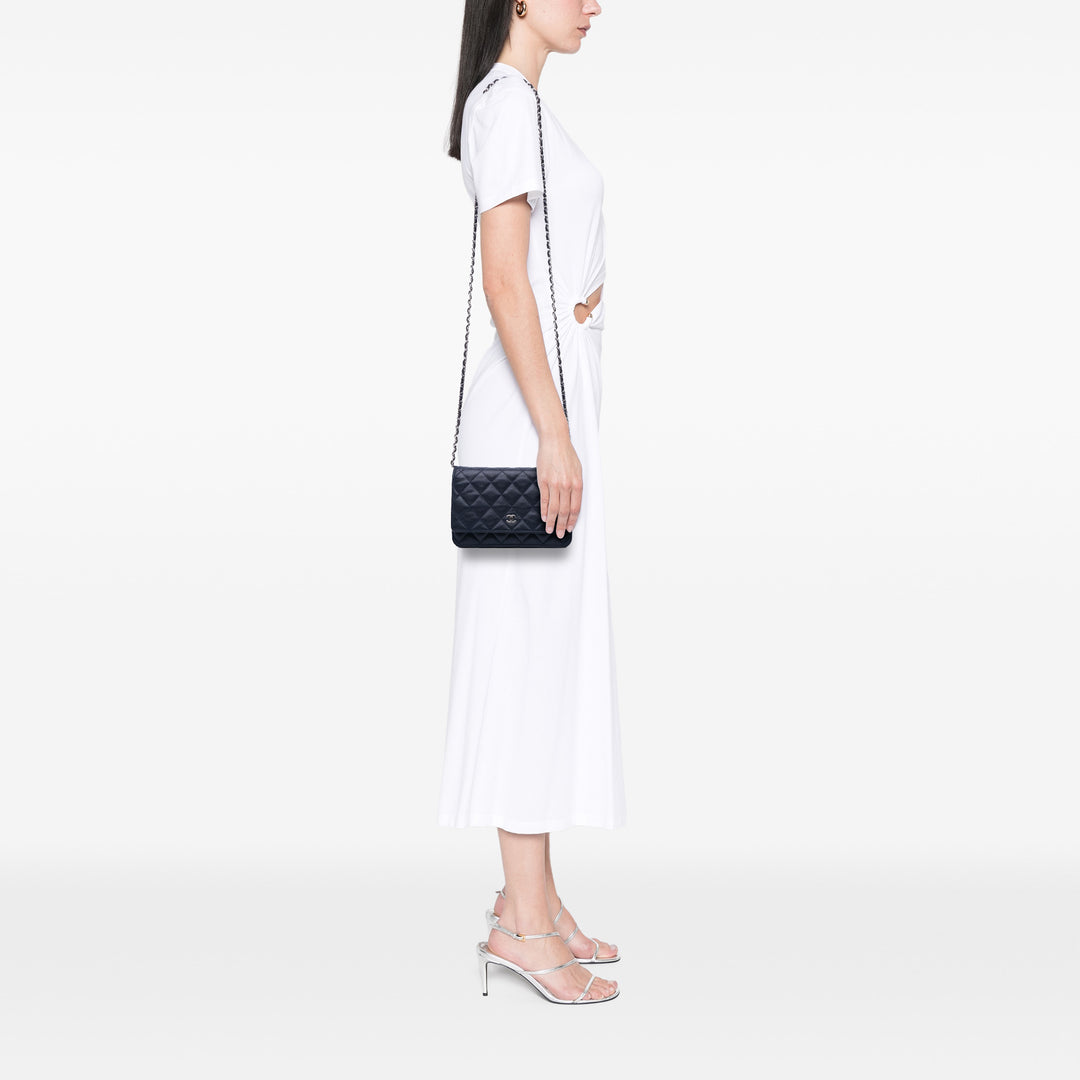 Chanel CC Quilted Caviar Wallet on Chain Bleu