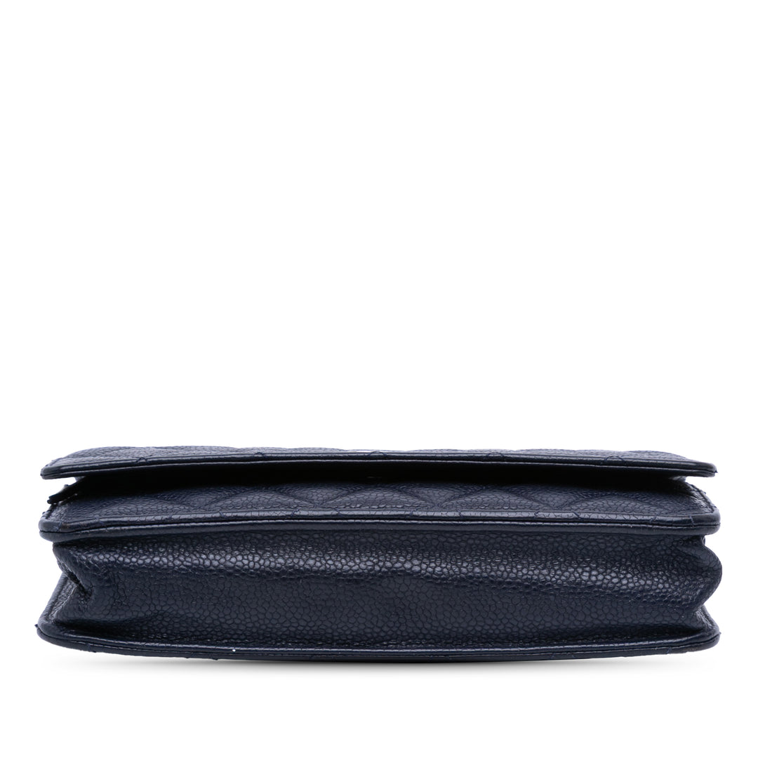Chanel CC Quilted Caviar Wallet on Chain Bleu